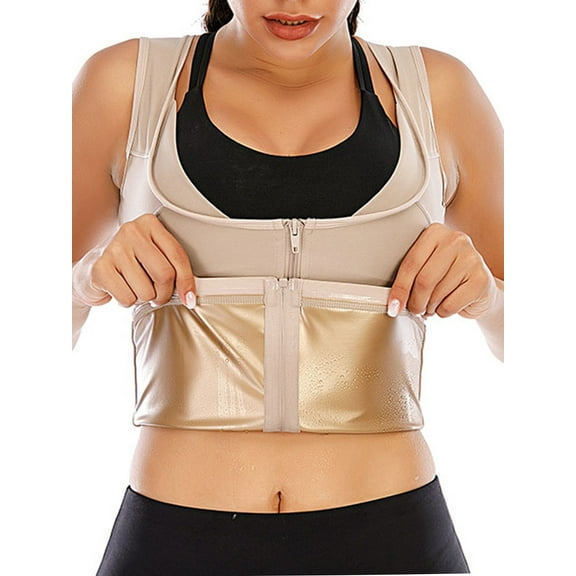 FUTATA Women Sweat Vest Weight Loss Vest Slimming Workout Tank Top Hot Waist Trainer Tummy Control Fitness Body Shaper Sauna Suits with Zipper