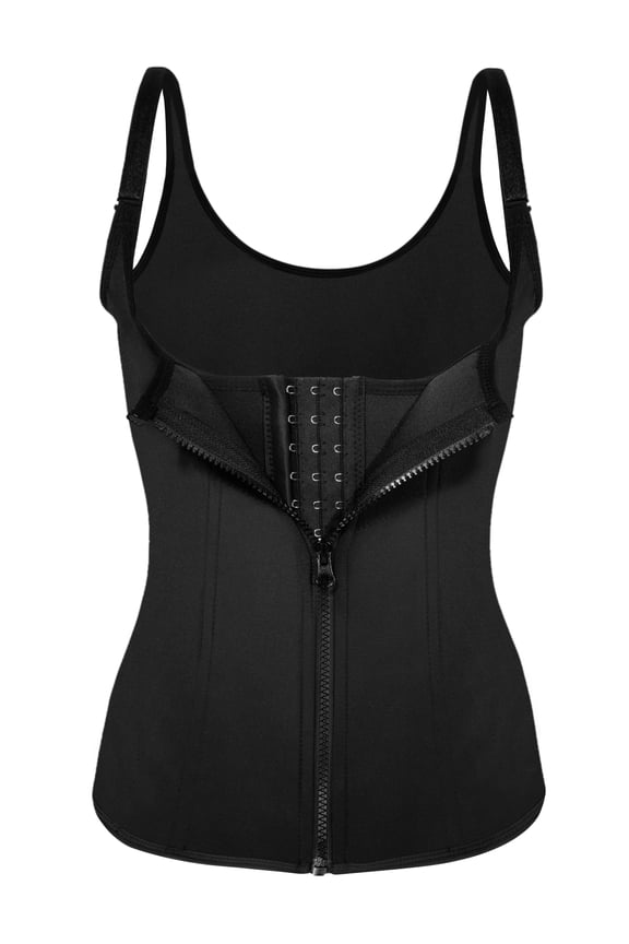 Women Waist Trainer Vest Slim Corset Zipper Cincher Body Shaper Tummy Control Gym Workout Tank Top with Adjustable Straps