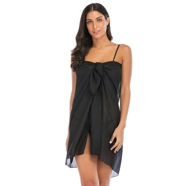 FUTATA Women's Beach Apron Tulle Chiffon Side Tied Bikini Slit Maxi Skirt Swimsuit Shawl