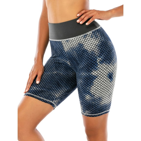 FUTATA Women's Butt Lifting Yoga Shorts High Waist Sports Athletic Shorts Workout Running Leggings Tummy Control Texture Bike Tights Shorts