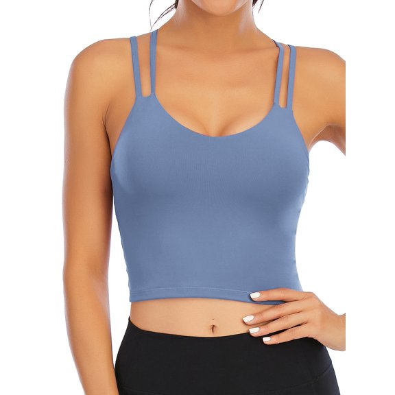 FUTATA Women's Cross Strap Padded Lace Up Sports Bra, Sports Underwear Medium Support Yoga Bra With Removable Cups, No Underwire Camisole For Running Yoga Fitness Workouts