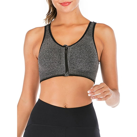 FUTATA Women's Front Zipper Sports Bra, Wireless Post-Op Bra Active Yoga Sports Bra For Gym Workout Running With Removable Pads, Available In Ten Colors S-2XL