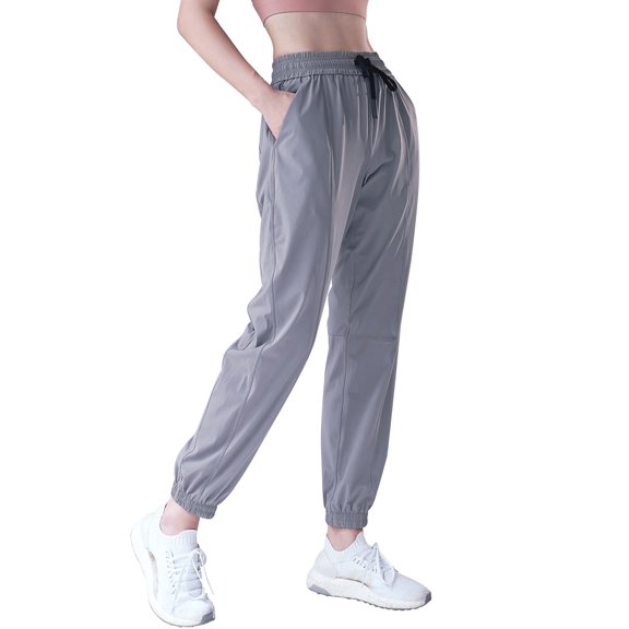 FUTATA Women's Joggers Pants Lightweight Quick Dry Sweatpants Elastic Athletic Pants Running Pants with Pockets and Drawstring Elastic Waist Gray S