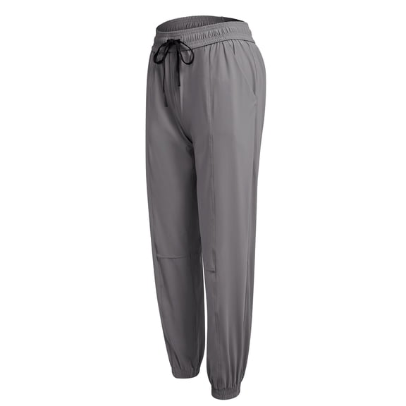 FUTATA Women's Lightweight Joggers Pants Elastic Workout Pants Quick Dry Athletic Pants with Pockets and Drawstring Elastic Waist Gray M