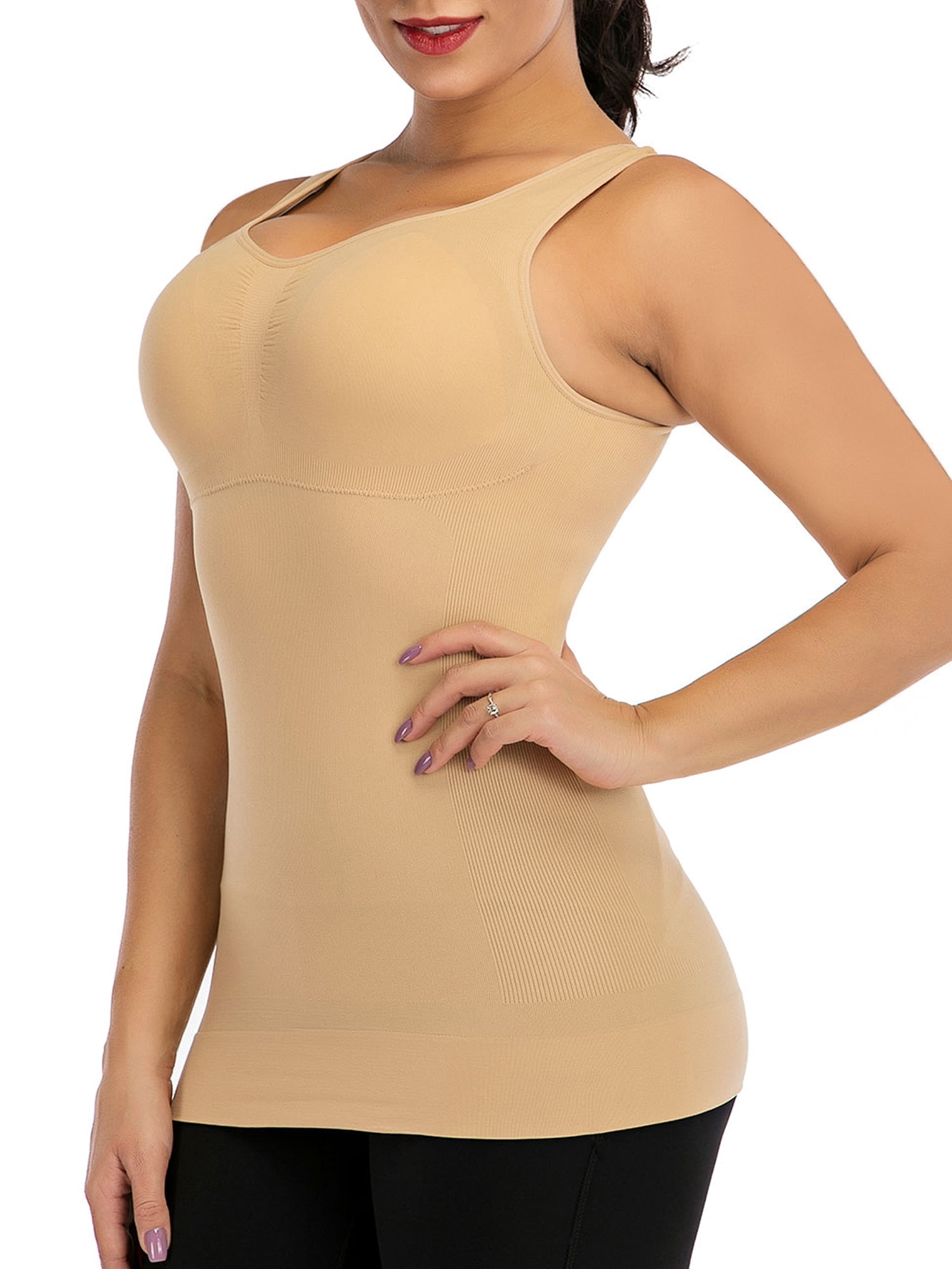 FUTATA Women's Shapewear Tank Top Built in Bra Slimming Tank Top Shapewear  Tummy Control Camisole Cami Shaper Top