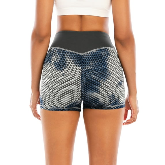 FUTATA Women's Shorts Textured Workout Yoga Booty Shorts High Waist Butt Lifting Shorts Leggings Elastic Tie-Dye Athletic Sports Shorts