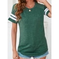 thumbnail image 1 of FUTATA Women's Summer Tops Crewneck Short Sleeve Casual Tunics T-Shirts Fashion Striped Round Neck Workout Yoga Tee Blouse ,Black/Pink/Green, 1 of 6