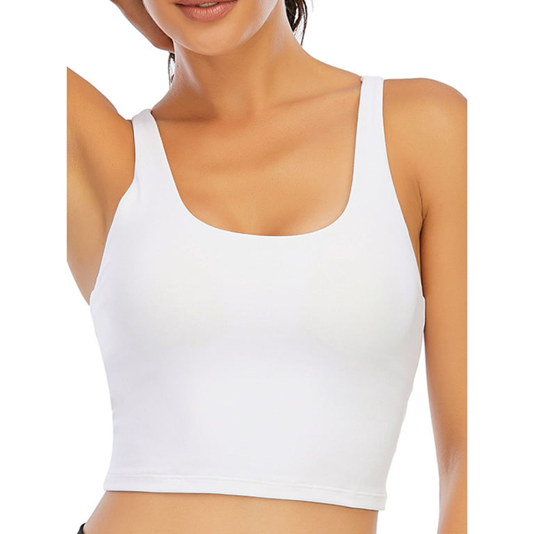 Women's Camisole Built in Bra Cross the Back Sleeveless Crop Cami Strap Tank  Top
