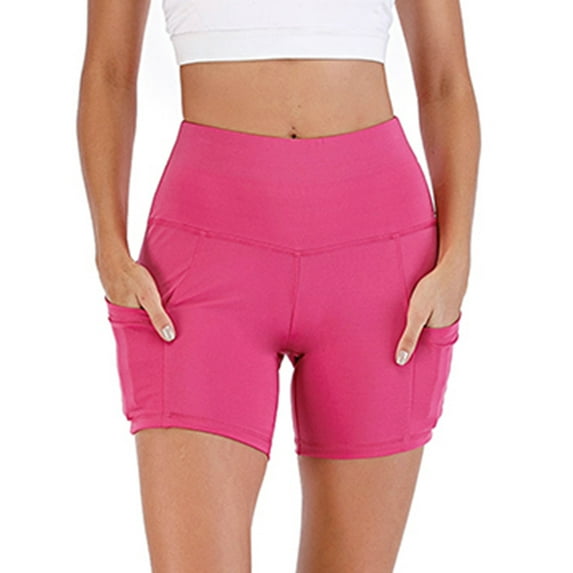 FUTATA Womens Biker Shorts Compression Yoga Workout Shorts With Pockets High Waist Tummy Control Exercise Running Shorts For Juniors ,XS-3XL
