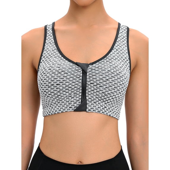 FUTATA Womens High Impact Sports Bras Padded Racerback Push-Up Bras Front Zipper Post Surgery Bra Seamless Workout Yoga Bras Tank Tops