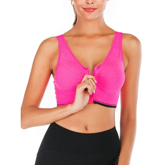 FUTATA Womens Post Op Bras Racerback Sports Bras Comfort High Impact Workout Activewear Tops Zipper Front Close Post-Surgery Bra