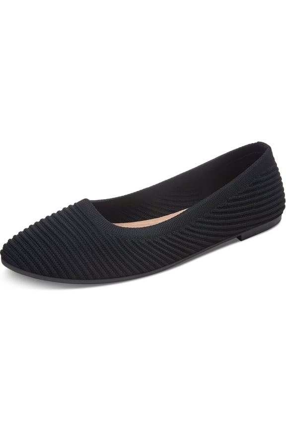 Women Knit Ballet Flats Comfortable Mesh Pointed-Toe Dressy Flats Casual Ballerina Walking Flats Cute Slip on Ballet Flat(Black US8)