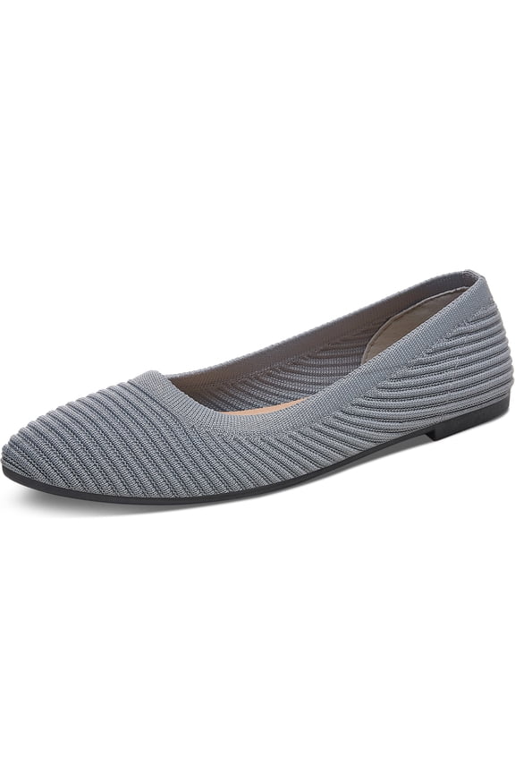 Women Knit Ballet Flats Comfortable Mesh Pointed-Toe Dressy Flats Casual Ballerina Walking Flats Cute Slip on Ballet Flat(Grey US8)