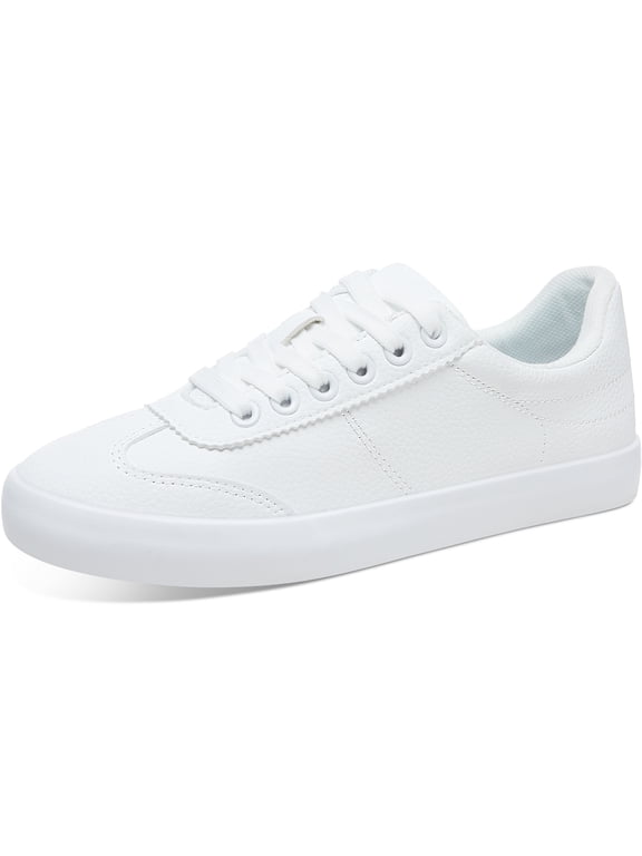 women court Sneakers Comfortable Retro Tennis Sneakers Low Top Faux Leather walking Shoes(White US9)