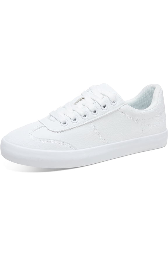 women court Sneakers Comfortable Retro Tennis Sneakers Low Top Faux Leather walking Shoes(White US9)