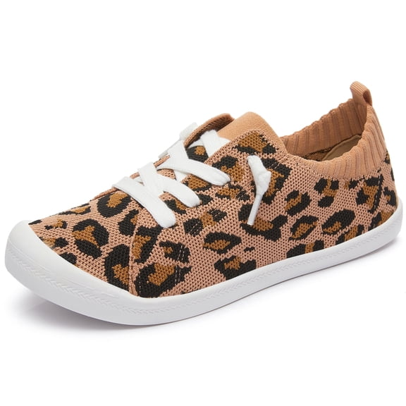 FUTINA Women's Breathe Mesh Slip On Sneakers (Leopard US9)