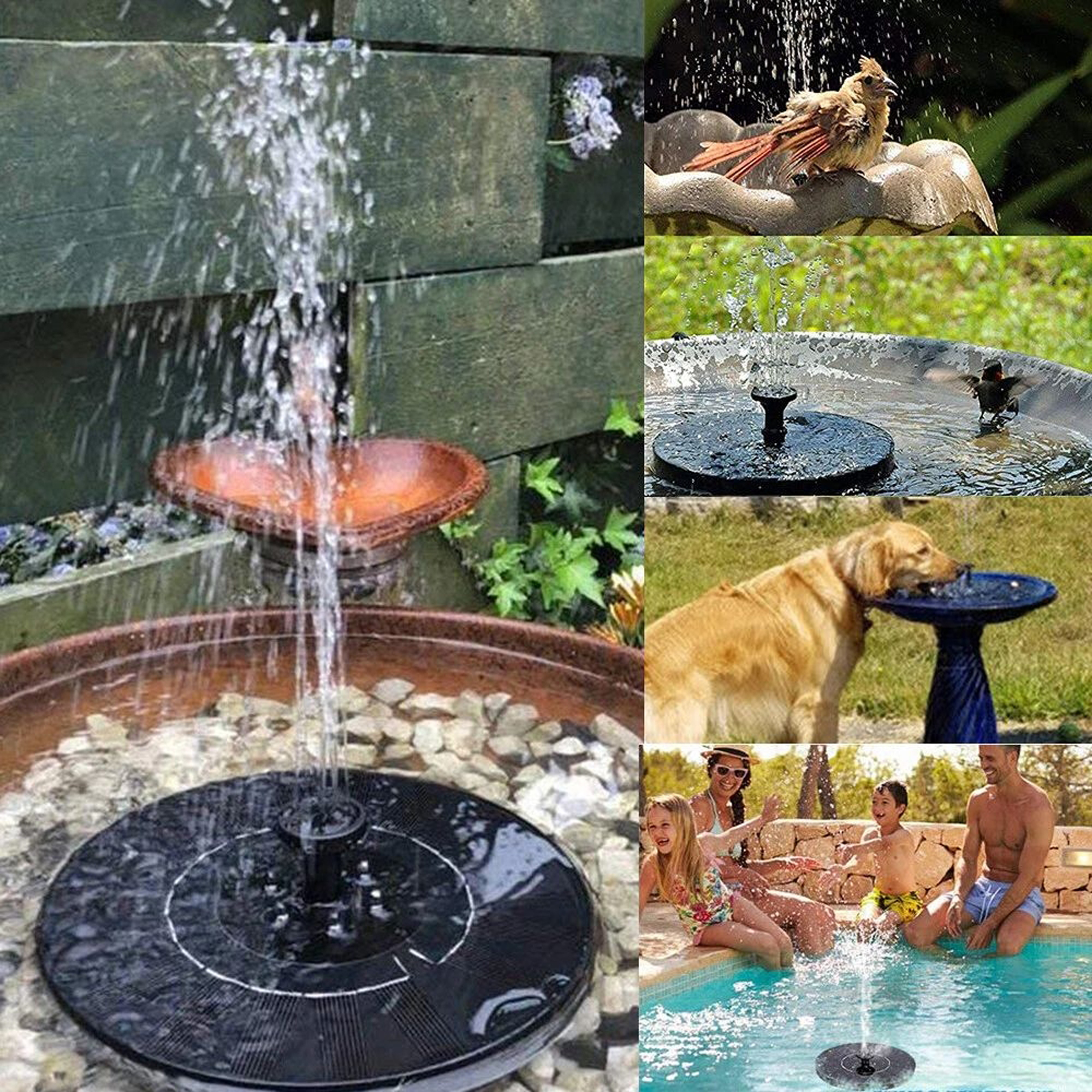 FUTINGZHI Bird Bath Fountain Solar Powered Water Pump Floating Outdoor ...