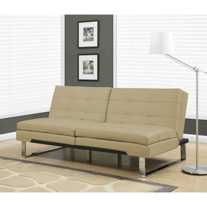 FUTON SPLIT BACK CLICK CLACK / TAUPE LEATHERLOOK