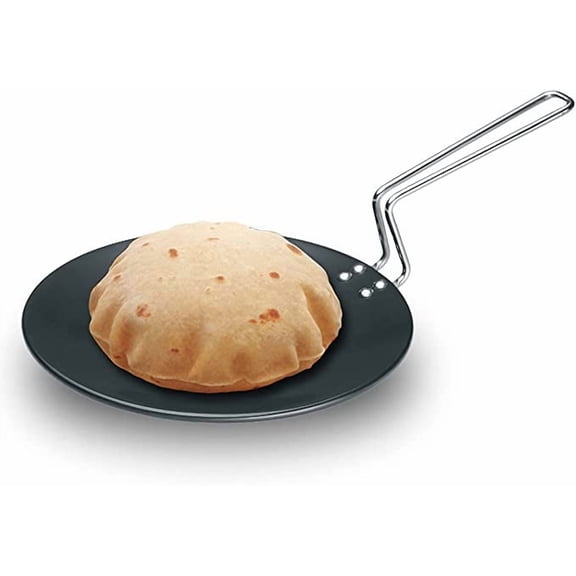 FUTURA Hard Anodised Concave Tava Griddle, 10-Inch, 6.35mm with Steel Handle