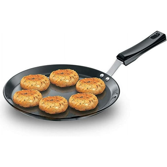 FUTURA Hard Anodised Flat Tava Griddle, 10-Inch, 4.88mm with Plastic Handle