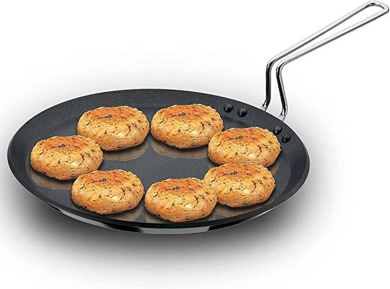 FUTURA Non-Stick Flat Tava Griddle, 12-Inch For Dosa, 4.88mm with Steel Handle