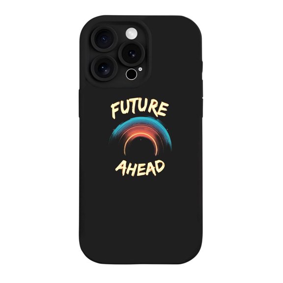 FUTURE AHEAD iPhone 15 Pro Case - Lightweight Yellowing Resistant with Colorful Rainbow Design - Bold Yellow Text & Vibrant Curved Pattern