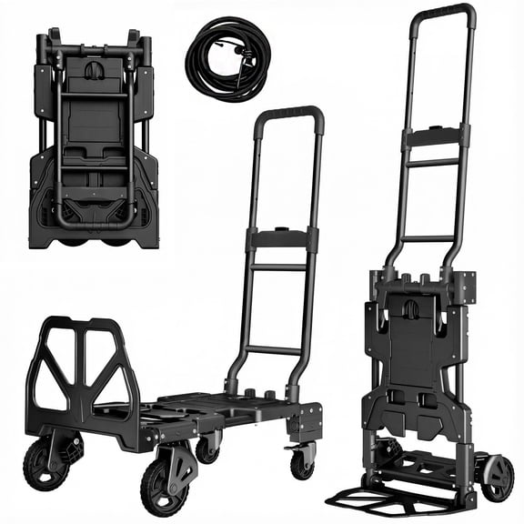 FUTURELAB 2 in 1 Folding Hand Truck, Four/Two Wheels 330LBS Capacity Foldable Cart,Convertible Dolly Cart with Retractable,Truck/Dolly for Travel, Moving, Shopping, Office