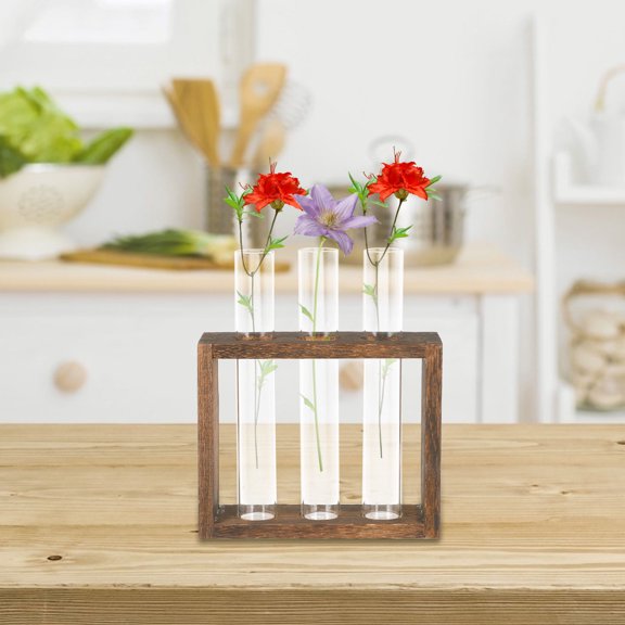 FUTUREORYY 1 Set Glass Test Tube Flower Vase for Home Decoration Office Workers Simple Design 5.9x4.8in