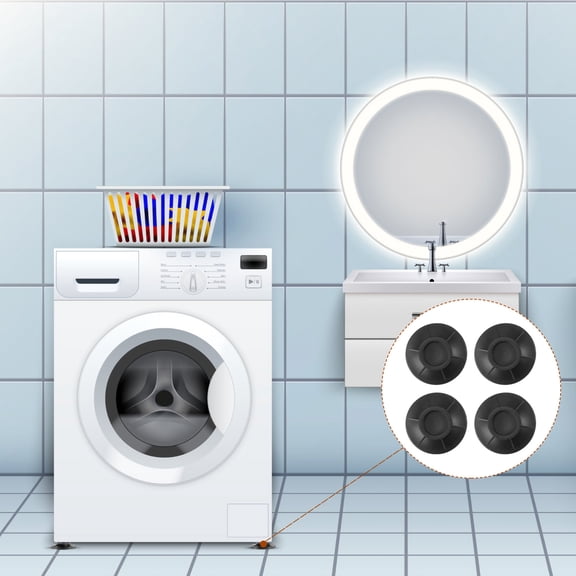 FUTUREORYY 1 Set Black Round Plastic Washer Pads Anti-Skid for Laundry Room Use and Appliance