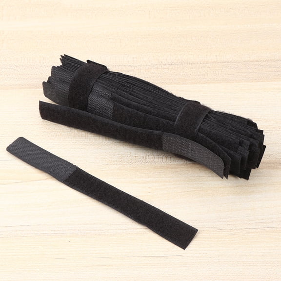 FUTUREORYY 100Pcs Black Hook and Loop Cable Straps Nylon Reusable Fasteners for Organizing Audio and Electrical Cords