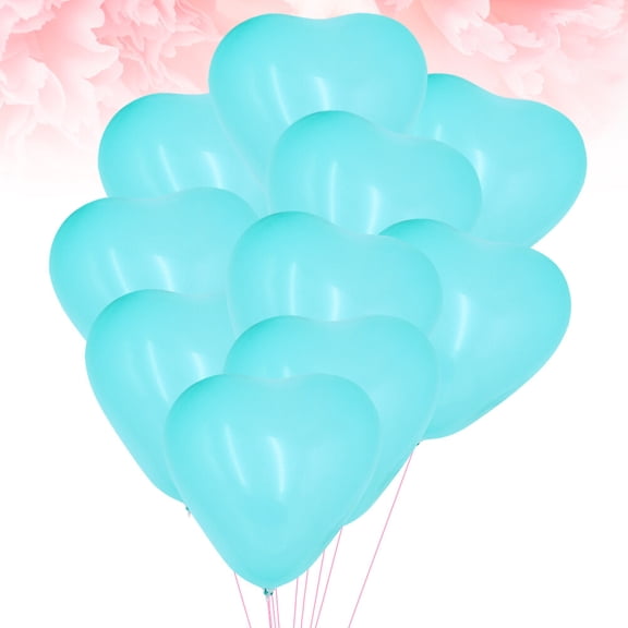 FUTUREORYY 100Pcs Blue Heart Shape Balloons Creative Decorative Balloons for Wedding Parties