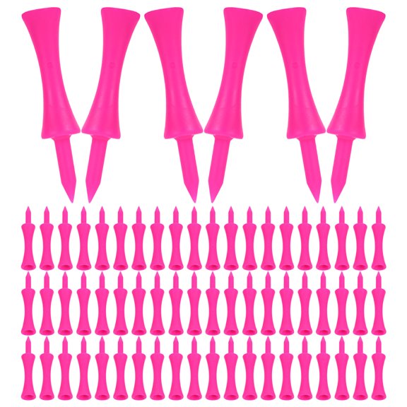 FUTUREORYY 100Pcs Golf Tees Markers Rosy Plastic Adjustable Height for Golf Mat and Practice