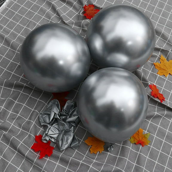 FUTUREORYY 100Pcs Metallic Silver Balloons Latex Ball for Wedding 10 Inches
