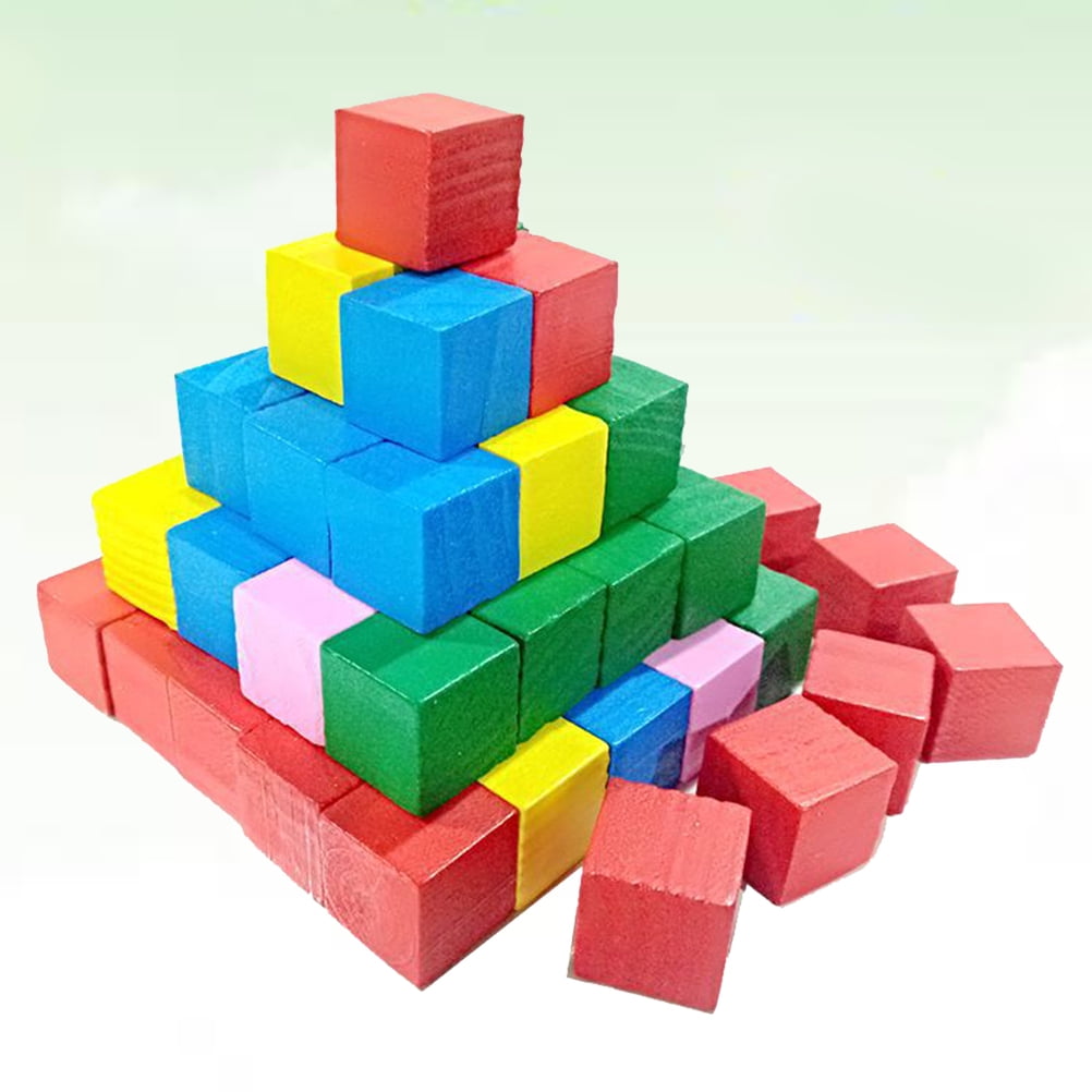 FUTUREORYY 100Pcs Wooden Square Toddler Blocks For Early Childhood Education 2x2x2in