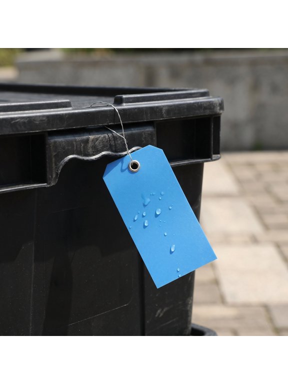 Blue Plastic Luggage Labels, Waterproof and Easy to Write, 100Pcs