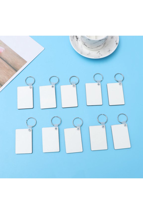 10Pcs Blank Heat Key Pendants Square White Density for DIY