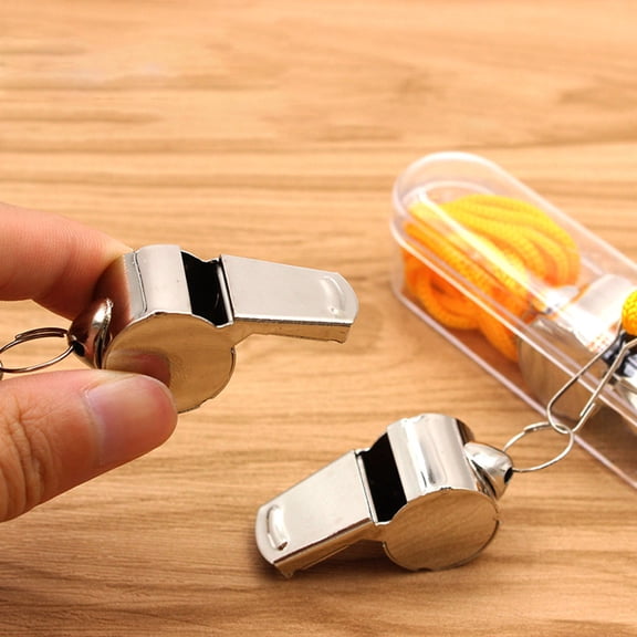 FUTUREORYY 10Pcs Cylindrical Stainless Steel Referee Whistle Sports Events and Outdoor Activities 4x2x2in