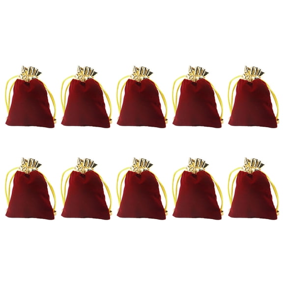FUTUREORYY 10Pcs Velvet Drawstring Bags Red Jewelry Pouches for Broaches Pendants and Candy