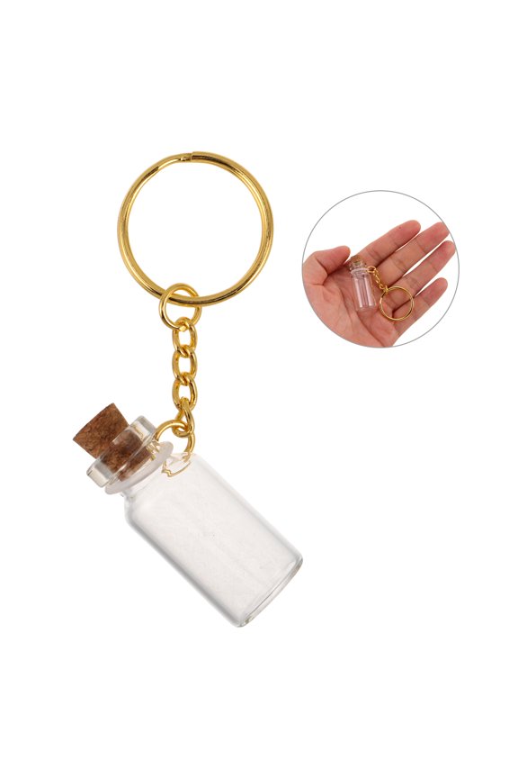 10Pcs Fillable Glass Bottle Keychain Multi Color Small Decorative Vials for Wedding Favors