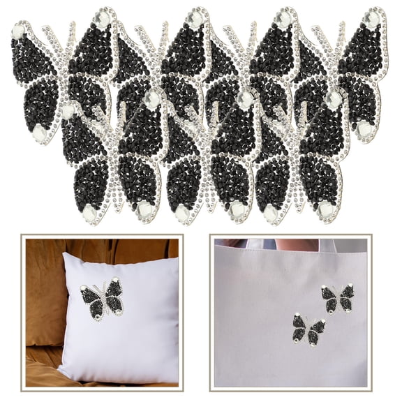 FUTUREORYY 10Pcs Multi-Function Back Patches Black Embroidered Patches for DIY Clothes and Accessories