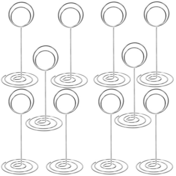 FUTUREORYY 10Pcs Plated Silver Wire Photo Clips for Tabletop Card Holders and Memo Display Stands