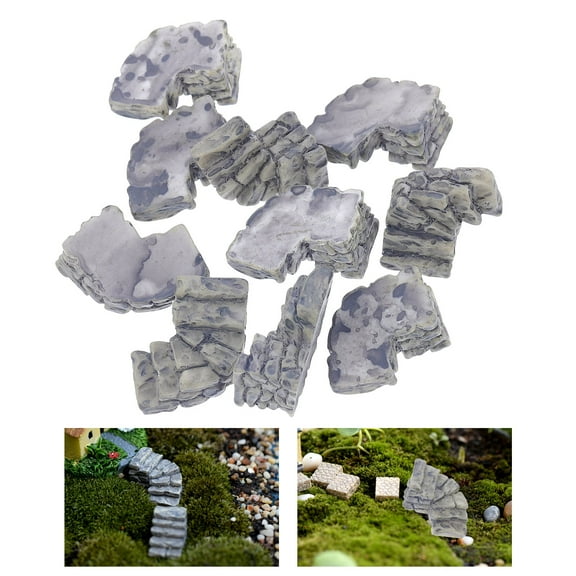FUTUREORYY 10Pcs Resin Step Stone for Miniature Garden Decor and Home in Grey with Simple Style