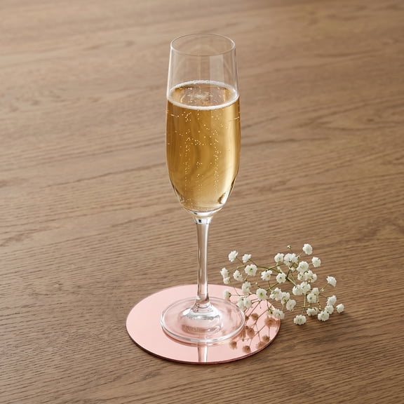 FUTUREORYY 10Pcs Self Adhesive Acrylic Round Mirrors with Rose Plated Gold Finish for Table Centerpiece Decor