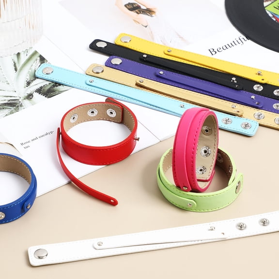 FUTUREORYY 10Pcs Vibrant Adjustable Cuff Bracelets Wristbands Double Layered Soft Snap Closure Bands