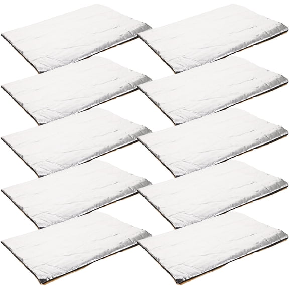 FUTUREORYY 10pcs Car Sound Insulation Mat Silver Fiberglass and Rubber for Engine Compartment Automotive Heat Shield