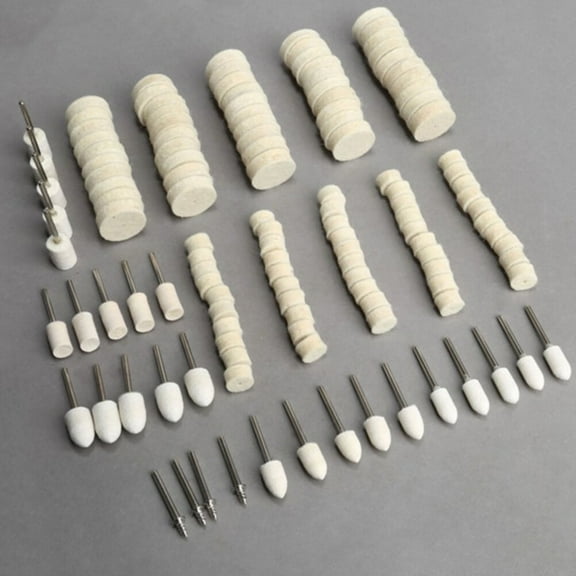 FUTUREORYY 129Pcs Khaki Wool Buffing Wheels for Glass Equipment Polishing