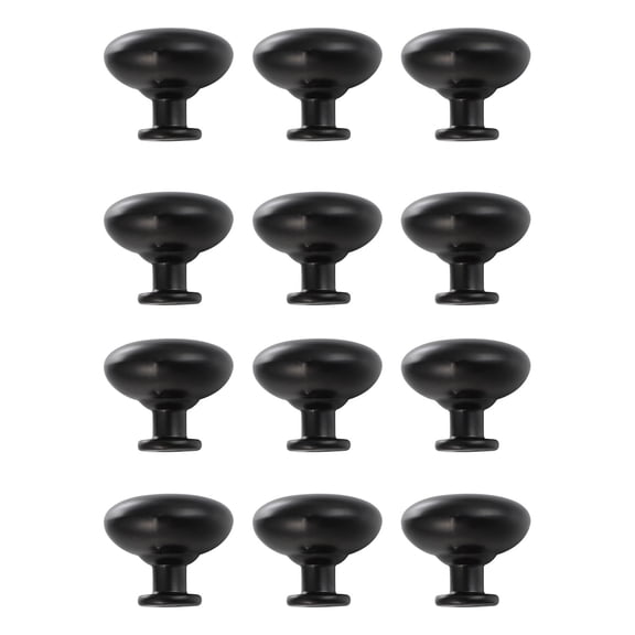 FUTUREORYY 12Pcs Black Round Cabinet Aluminum Knobs for Furniture Accessories Simple European Style 1.2in Drawer Pulls