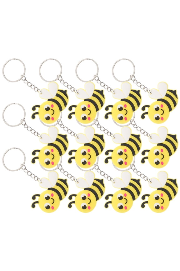 Aesthetic Keychain Bee Keyring Yellow Decoration Daily Use 12Pcs