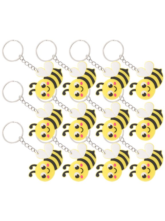 Cute Bee Design Keychain PVC Metal Multi-Purpose Pendant 12Pcs