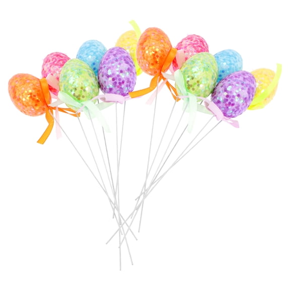 FUTUREORYY 12Pcs Easter Egg Ornament Multi Color Artificial Decorative Eggs for Flower Arrangement and Seasonal Decor